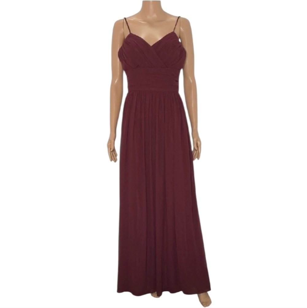Bill Levkoff Bridesmaid Dress Prom Formal Full Length Size 10 Burgundy Chiffon